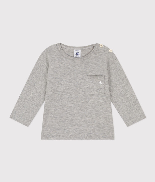 Tee-shirt manches longues en jersey flamm&eacute; b&eacute;b&eacute; gris