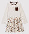 Robe manches longues en coton  enfant fille beige MONTELIMAR/blanc MULTICO
