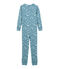 Combinaison longue petite fille en côte bleu FONTAINE/blanc MARSHMALLOW