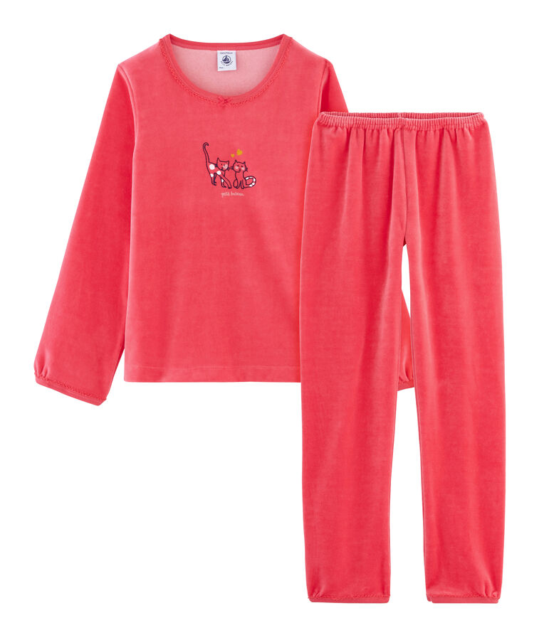 Pyjama petite fille en velours rouge