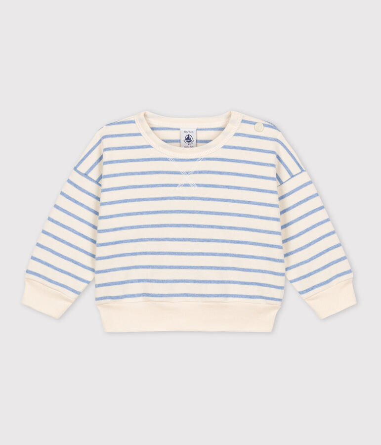 Sweatshirt b&eacute;b&eacute; &agrave; rayure marini&egrave;re en coton blanc AVALANCHE/ SKY CHINE