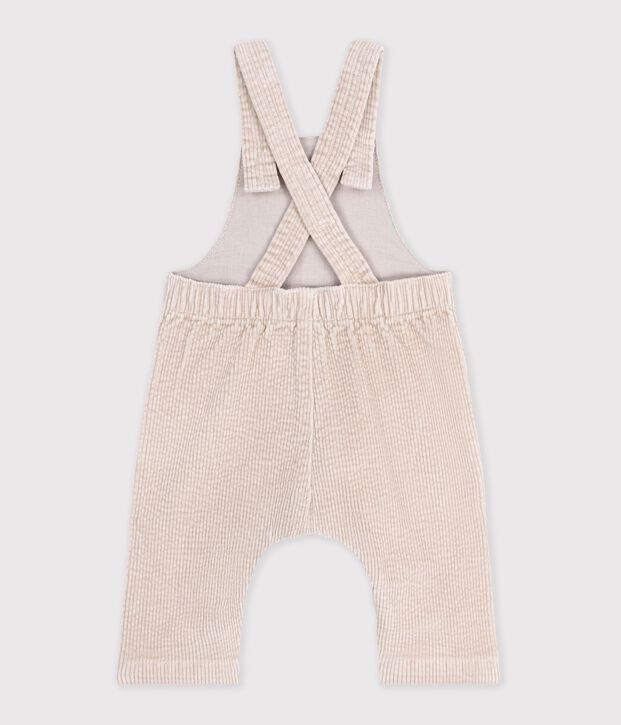 Salopette b&eacute;b&eacute; en velours jambes longues unie &eacute;cru