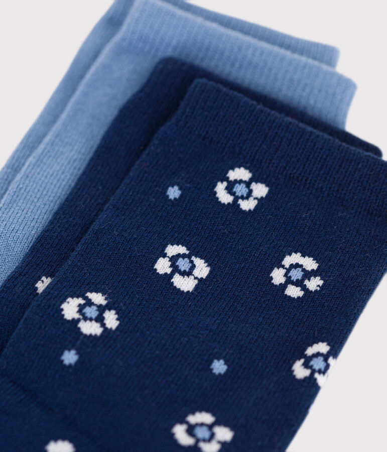 2 paires de chaussettes enfant fille en coton imprim&eacute; &agrave; fleurs multicouleur