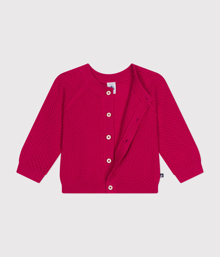 Cardigan en tricot de coton b&eacute;b&eacute; rose DELHI