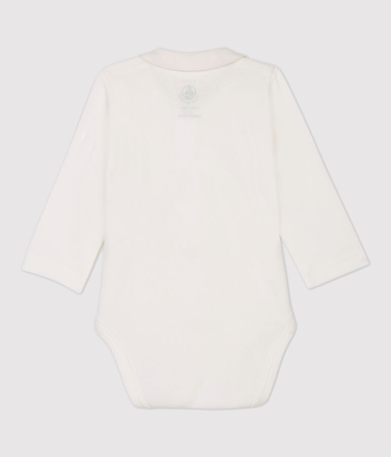 Body blanc &agrave; col b&eacute;b&eacute; en coton biologique blanc MARSHMALLOW