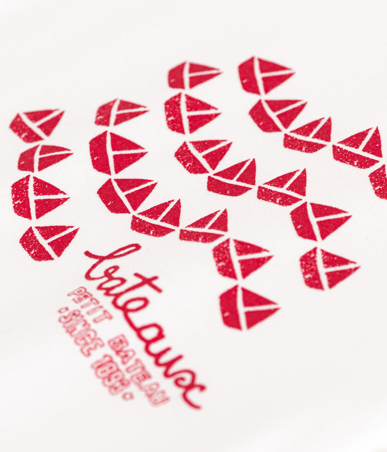 Tee-shirt enfant en coton manches courtes blanc ECUME