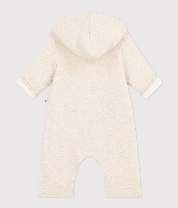 Combinaison longue ouatin&eacute;e &agrave; capuche en coton b&eacute;b&eacute; beige