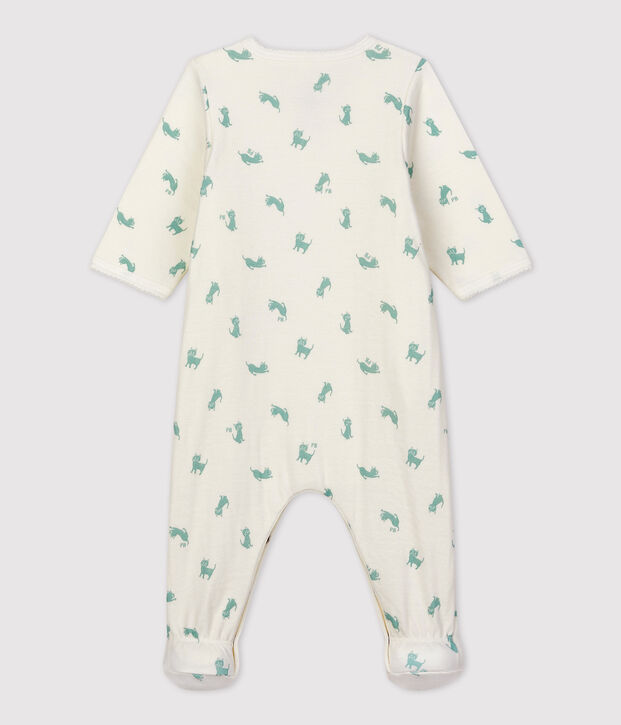 Bodyjama b&eacute;b&eacute; en coton biologique blanc/vert