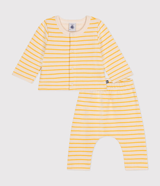 Ensemble 2 pièces en molleton gratté bébé jaune AVALANCHE/blanc DAISY