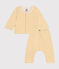 Ensemble 2 pièces en molleton gratté bébé jaune AVALANCHE/blanc DAISY