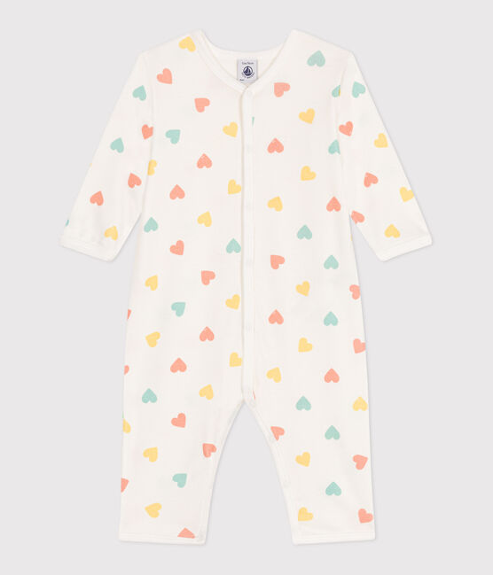 Pyjama bébé en coton sans pieds cœurs blanc MARSHMALLOW/blanc MULTICO