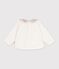 Sweatshirt b&eacute;b&eacute; en coton uni avec son col imprim&eacute; blanc cass&eacute;