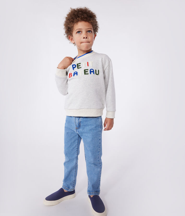 Sweatshirt enfant mixte en coton gris BELUGA CHINE