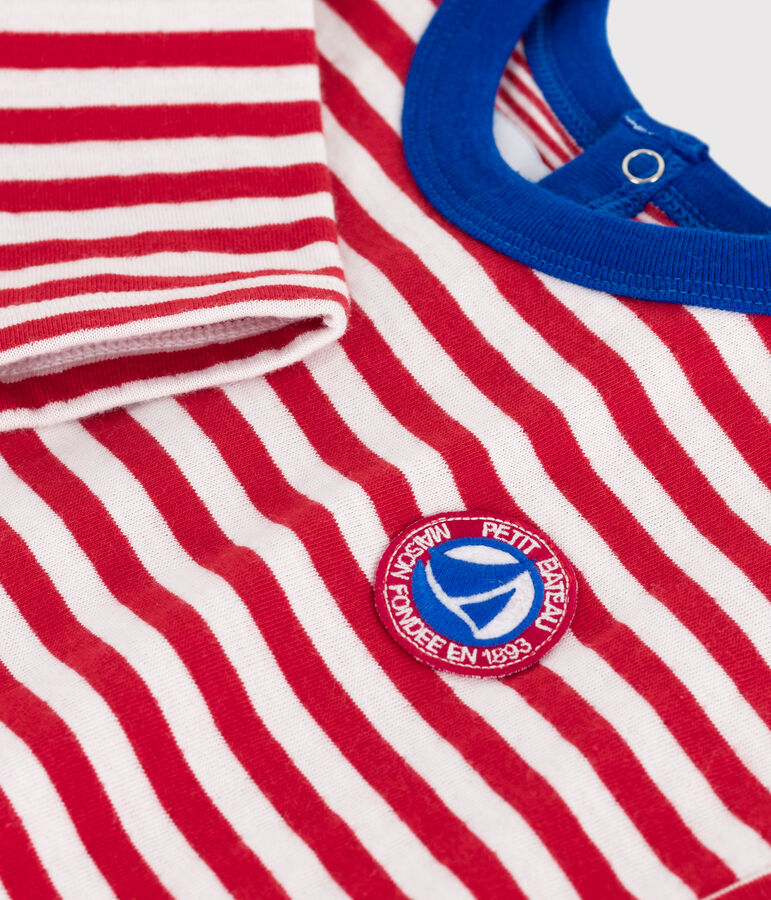 Tee-shirt b&eacute;b&eacute; en coton &agrave; manches longues, ray&eacute; rouge POMPEI/ MILK