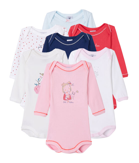 Pochette surprise de 7 bodies manches longues bébé fille variante 1