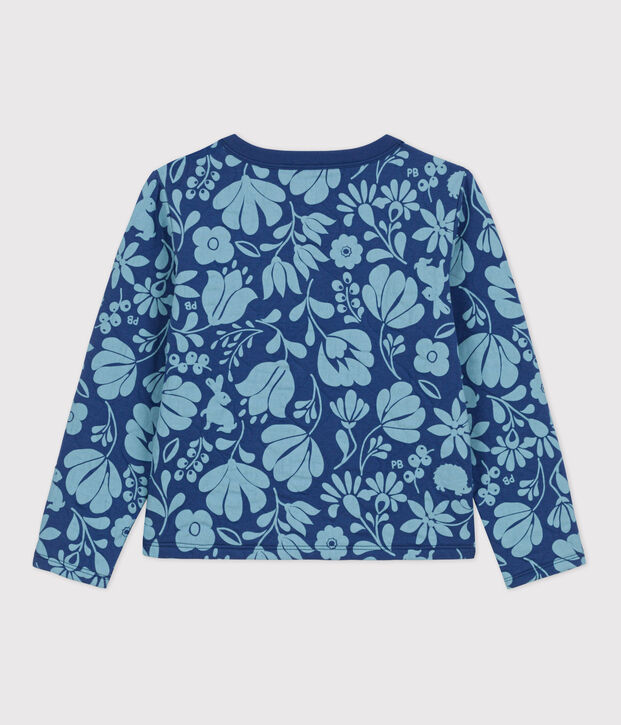 Cardigan imprim&eacute; en tubique matelass&eacute; enfant fille bleu/bleu