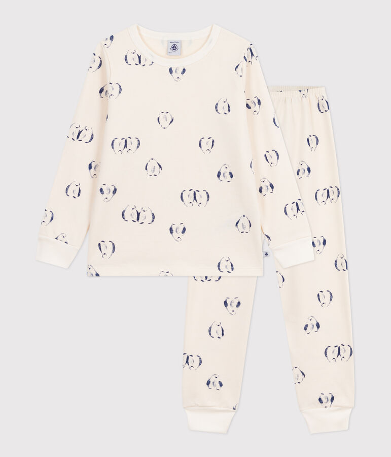 Pyjama enfant en molleton imprim&eacute; pingouins bleu MILK/ SOIR