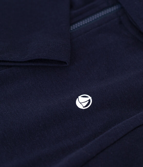 Sweatshirt zippé à capuche en cote enfant garçon bleu SMOKING