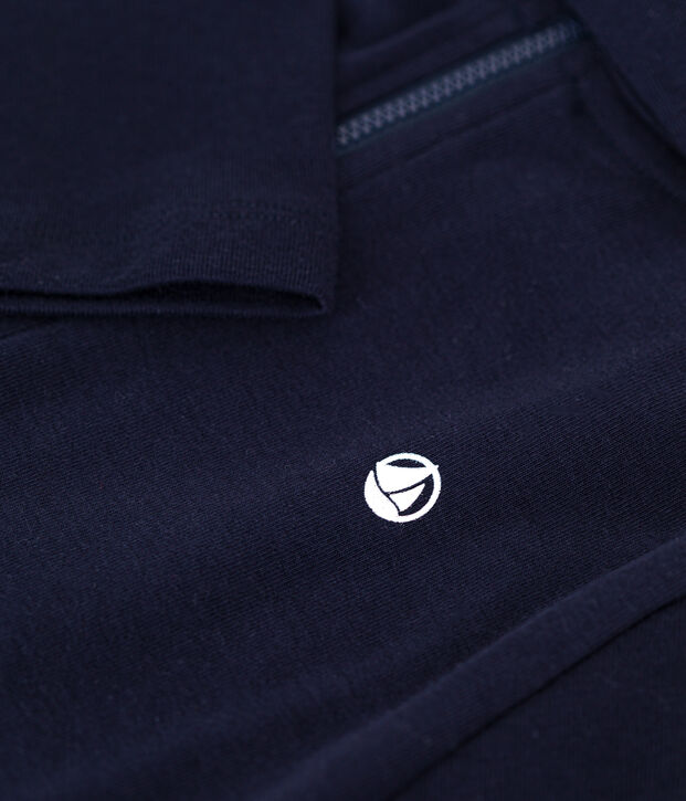 Sweatshirt zipp&eacute; &agrave; capuche en cote enfant gar&ccedil;on bleu