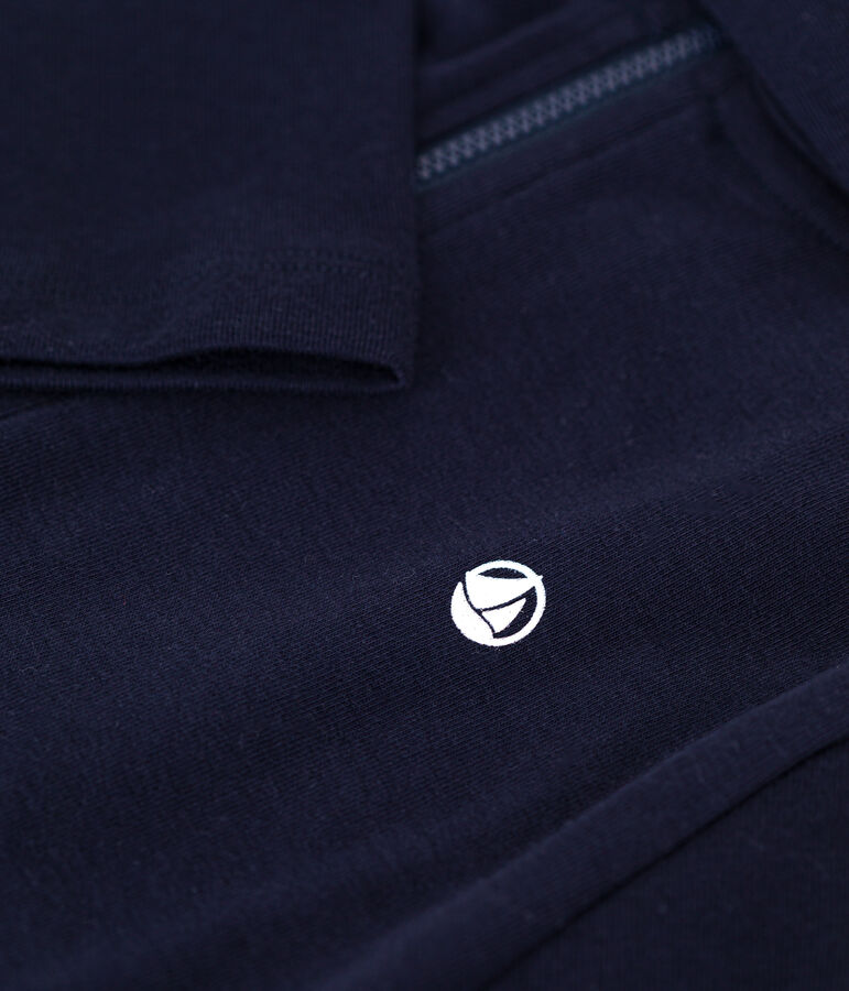 Sweatshirt zipp&eacute; &agrave; capuche en cote enfant gar&ccedil;on bleu