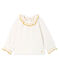 Blouse manches longues bébé fille en tubique jacquard blanc MARSHMALLOW/jaune OR