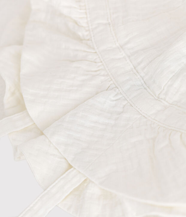 Capeline fa&ccedil;onn&eacute;e unie b&eacute;b&eacute; fille blanc