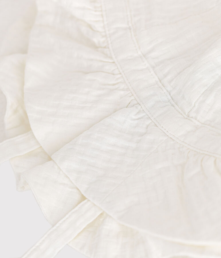 Capeline fa&ccedil;onn&eacute;e unie b&eacute;b&eacute; fille blanc MARSHMALLOW