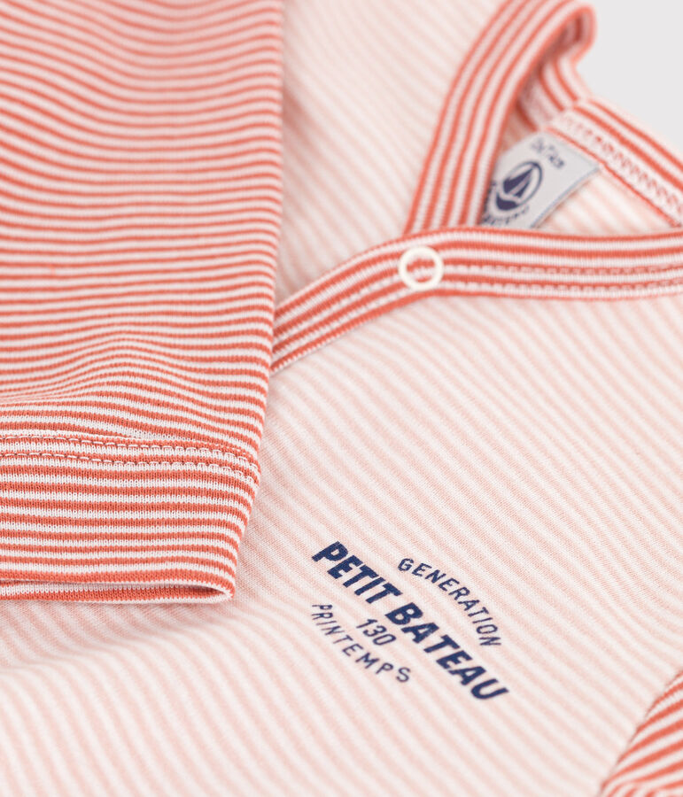 Dors-bien sans pieds milleraies en coton SALINE/ MARSHMALLOW