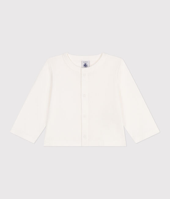 Cardigan bébé en coton uni blanc MARSHMALLOW