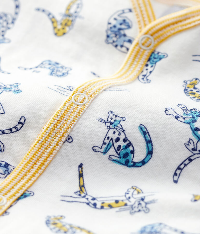 Dors-bien sans pieds b&eacute;b&eacute; imprim&eacute; panth&egrave;res en coton blanc MARSHMALLOW/blanc MULTICO