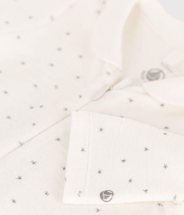 Pyjama b&eacute;b&eacute; &eacute;toiles en velours blanc/gris