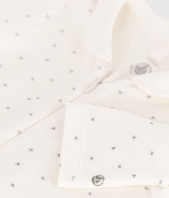 Pyjama bébé étoiles en velours blanc MARSHMALLOW/gris GRIS
