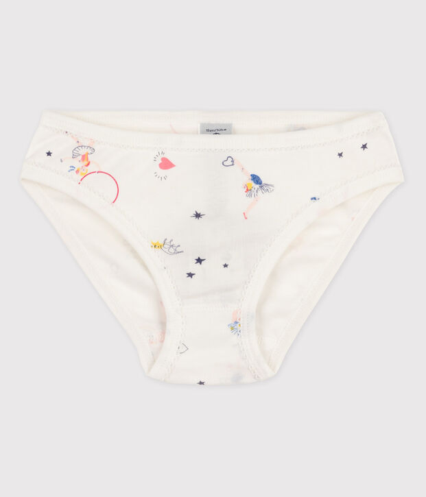 Culotte petite fille en coton blanc/multicouleur