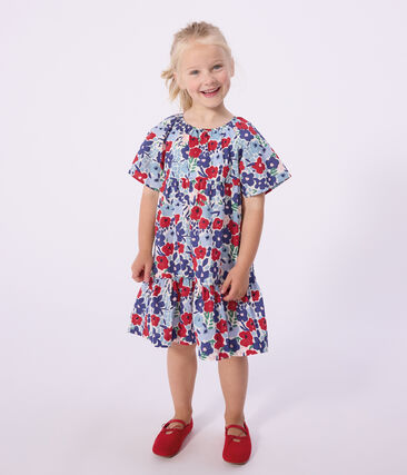 Robe enfant manches courtes en coton imprimée fleurs