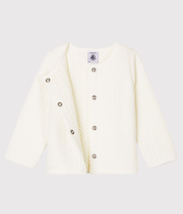 Cardigan b&eacute;b&eacute; fille - gar&ccedil;on en tubique matelass&eacute; blanc MARSHMALLOW