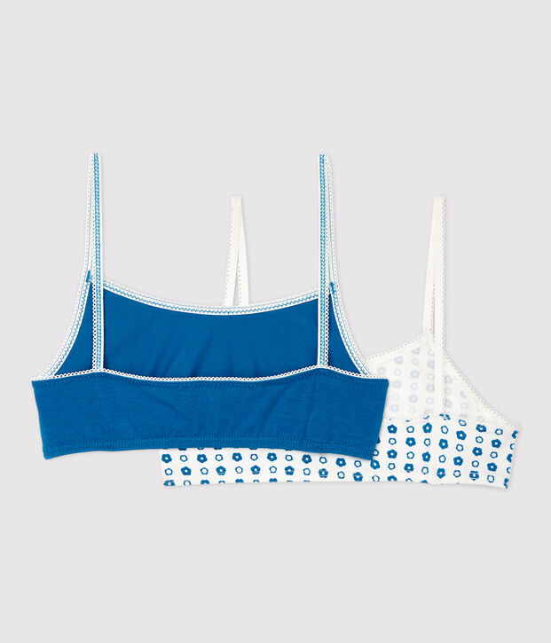 Lot de 2 brassi&egrave;res fleur graphique fille en coton biologique et &eacute;lasthanne multicouleur