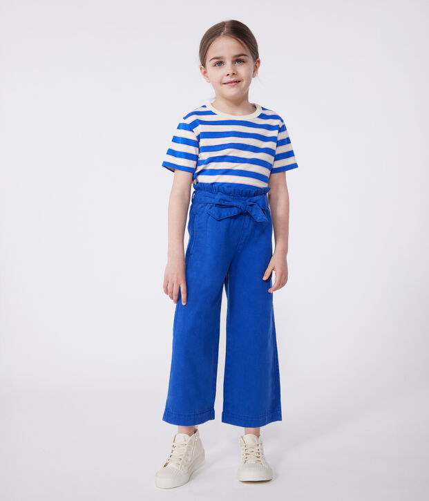 Pantalon enfant en m&eacute;lange coton et lyocell. bleu