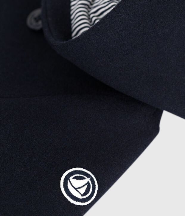 Caban b&eacute;b&eacute; en drap de laine uni bleu marine