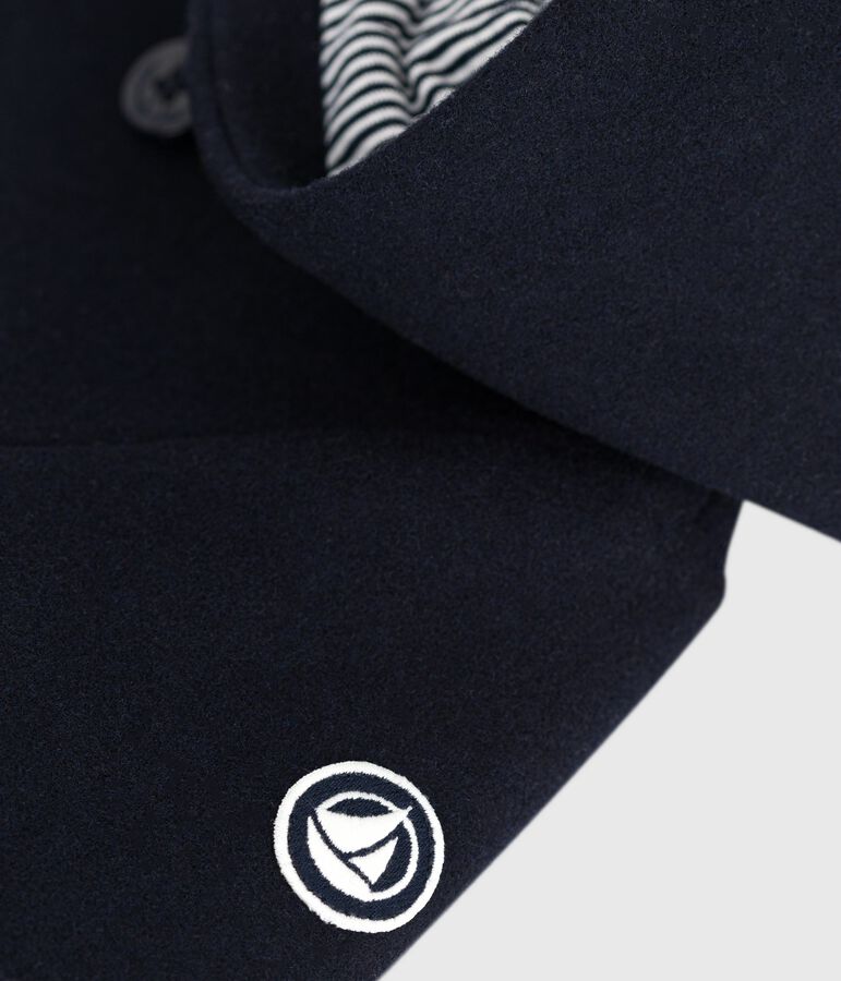 Caban b&eacute;b&eacute; en drap de laine uni bleu SMOKING