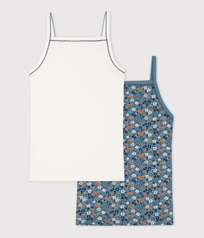 Lot de 2 chemises &agrave; bretelles fleur petite fille en coton multicouleur