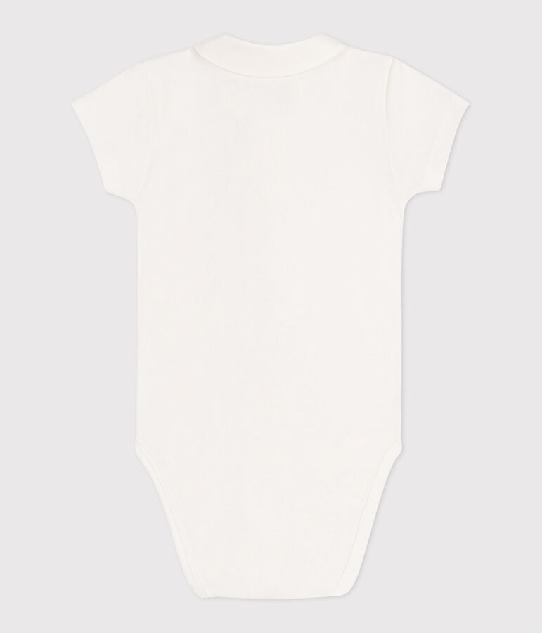 Body naissance &agrave; col en coton manches courtes blanc MARSHMALLOW