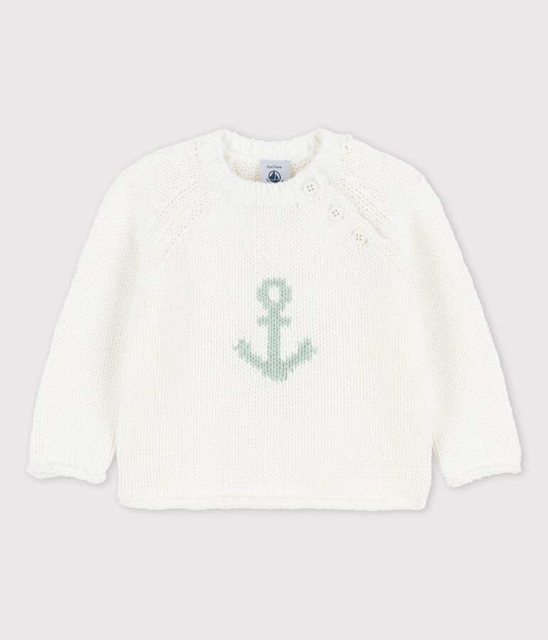 Pull marin avec motif ancre b&eacute;b&eacute; blanc MARSHMALLOW/ HERBIER