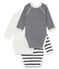 Trio de bodies naissance bébé mixte variante 1