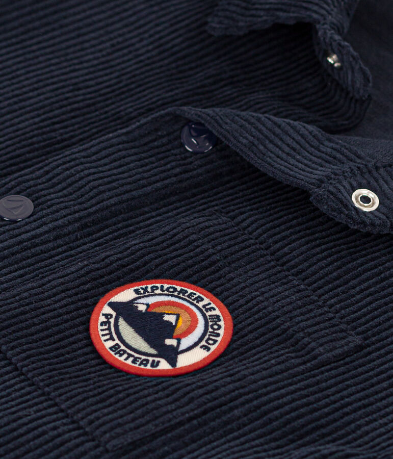 Surchemise en velours grosse c&ocirc;tes enfant gar&ccedil;on bleu SMOKING