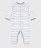 Dors-bien jacquard en coton blanc MARSHMALLOW/bleu PERSE