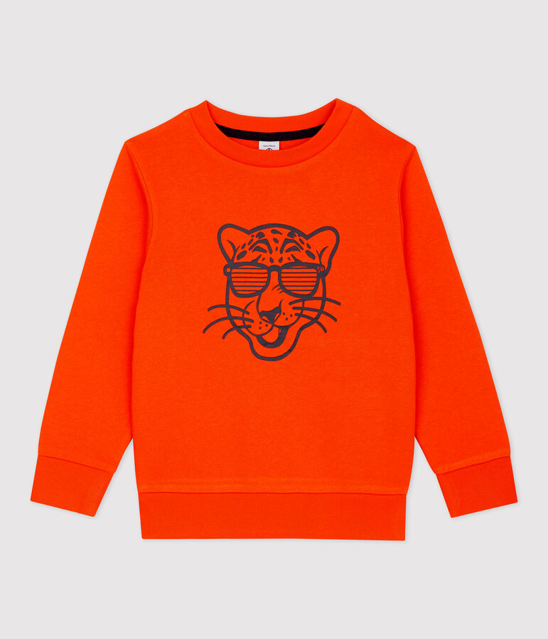 Sweatshirt en molleton enfant gar&ccedil;on orange CAROTTE