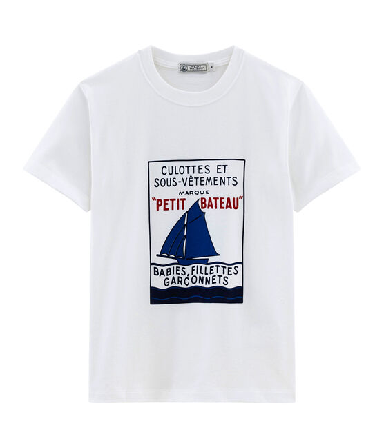 Tee-shirt mixte motif carte postale blanc ECUME