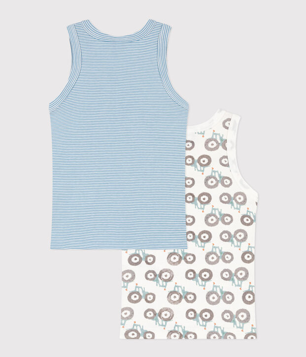 Lot de 2 d&eacute;bardeurs tracteur en coton petit gar&ccedil;on multicouleur