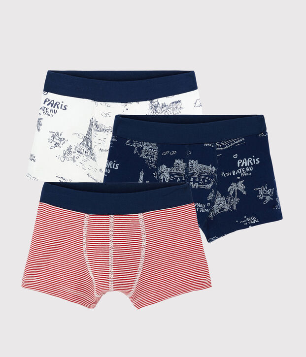 Lot de 3 boxers toile de Jouy Paris petit gar&ccedil;on multicouleur