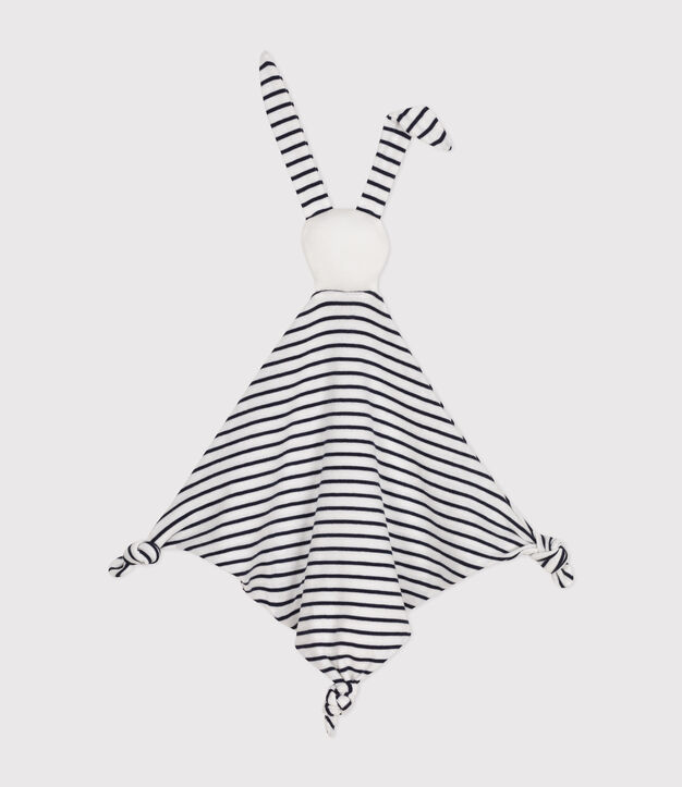 Doudou marini&egrave;re en coton blanc/bleu